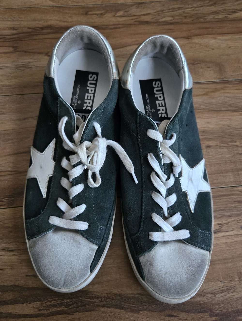 Golden Goose Super Star Green Suede Sneakers